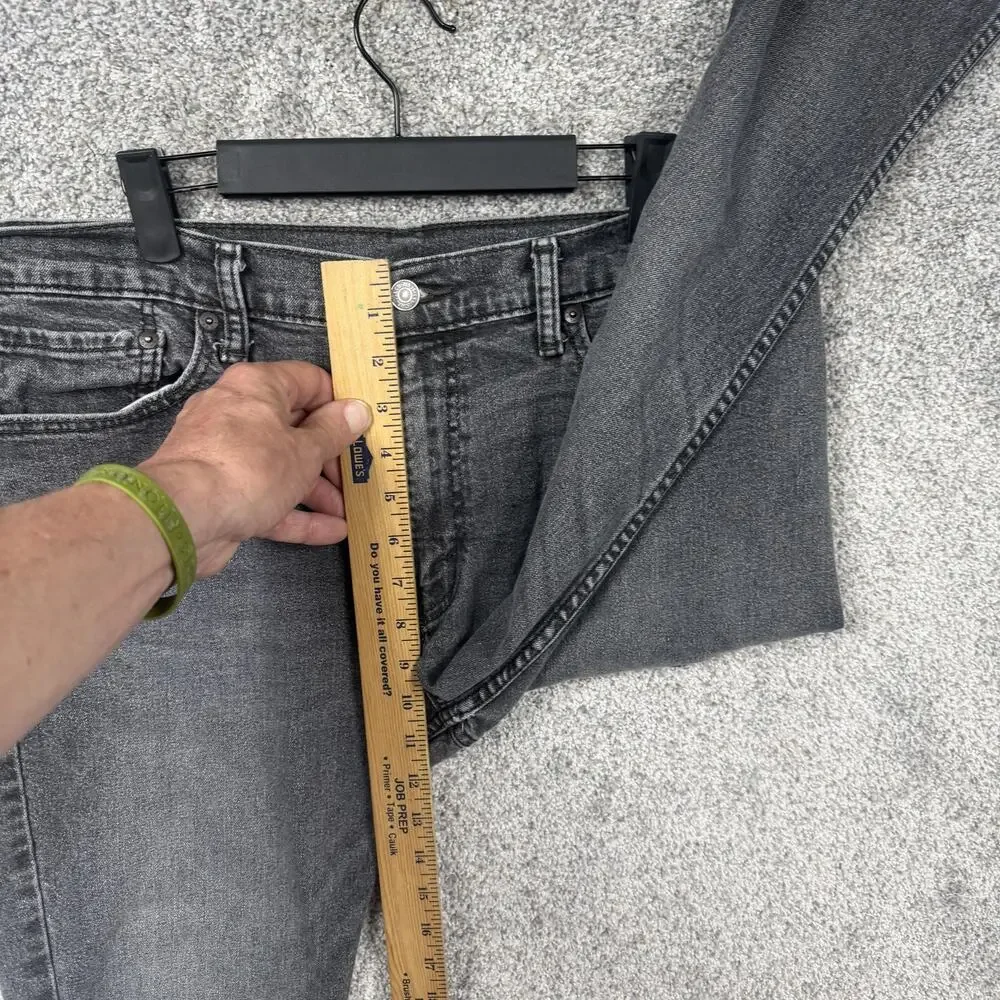 Levis Jeans Mens 36x29.5 Gray Slim Tapered Stretch Denim Charcoal Wash Classic